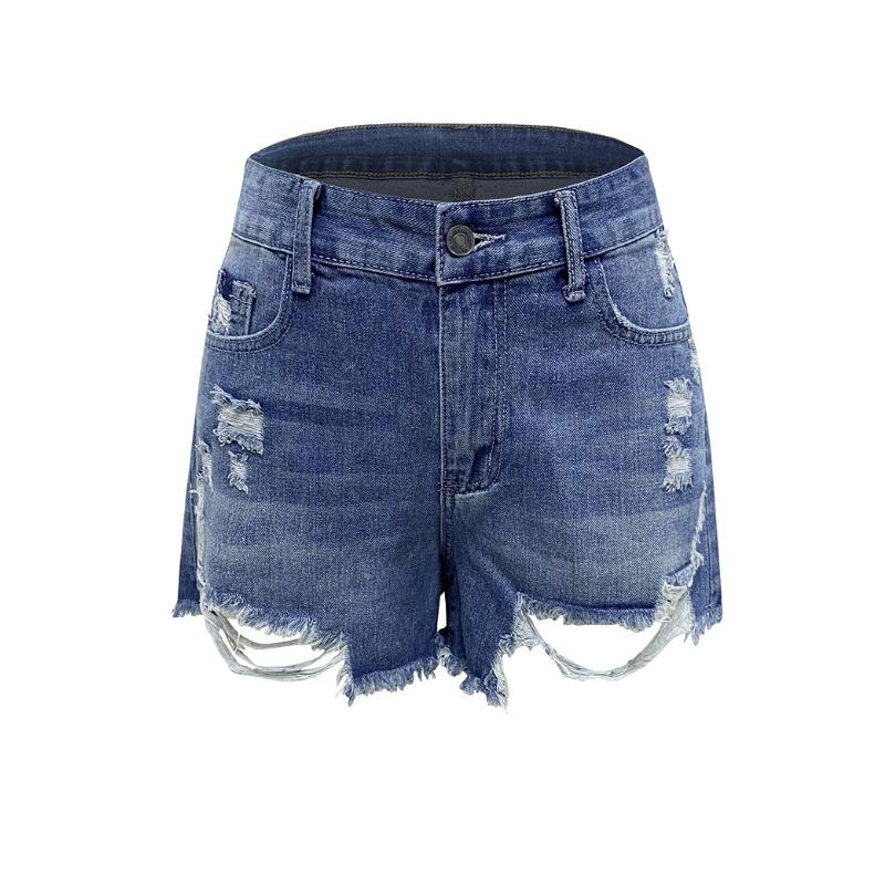 Летние женские шорты, удобные джинсовые шорты с бахромой и рваными ручными работами