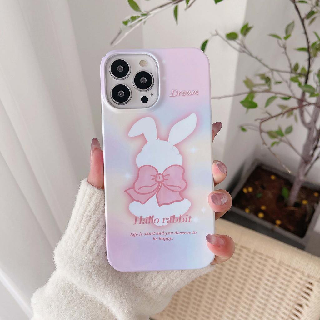 Pc Hard Shockproof Cute Rabbit Bunny Phone Case For Iphone 11 12 Promax 13 14 Pro Max Ins Happy Fundas Shell Capa