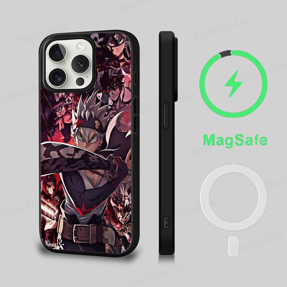 Black Clover Phone Case Magnetic Case For IPhone 16 14 13 12 11 15 Pro Max Plus For Magsafe Wireless Charge Cover