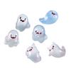 6Pcs Luminous Mini Resin Ghost Figurines Glowing Halloween Ornaments Small Ghost Micro Miniature Statue for Outdoor House Landscape Party