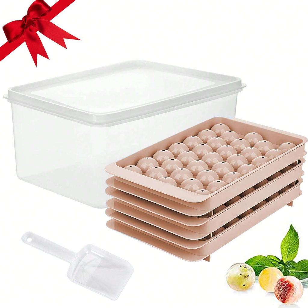 Круглый набор для кубиков льда, 3 лотка, 1 контейнер для льда и совок, усовершенствованные формы для льда, круглая форма для кубиков льда для коктейля, виски, кофе