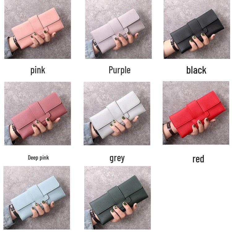 Женский модный кошелек-трифолд: Длинный, простой, свежий стиль кошелек для монет, многофункциональный держатель для карт.