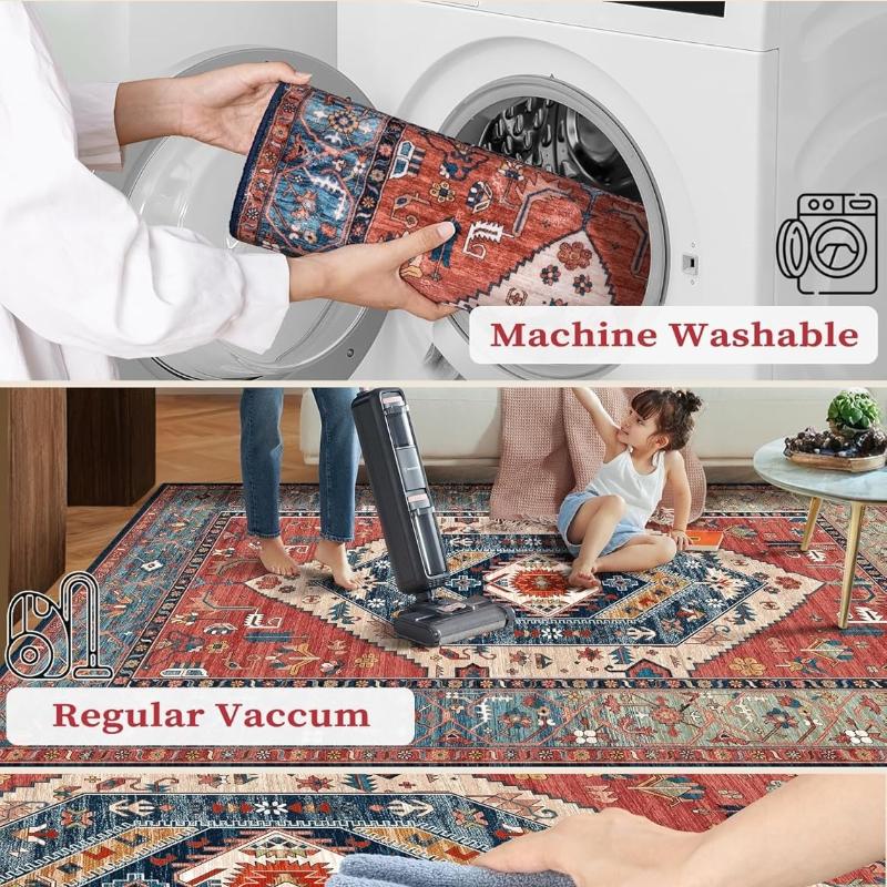 Bohemian Style Runner Rug Retro Light Luxury Kitchen Carpets Fashionable Creative Machine Washable Non-slip Corridor Mats Tapis