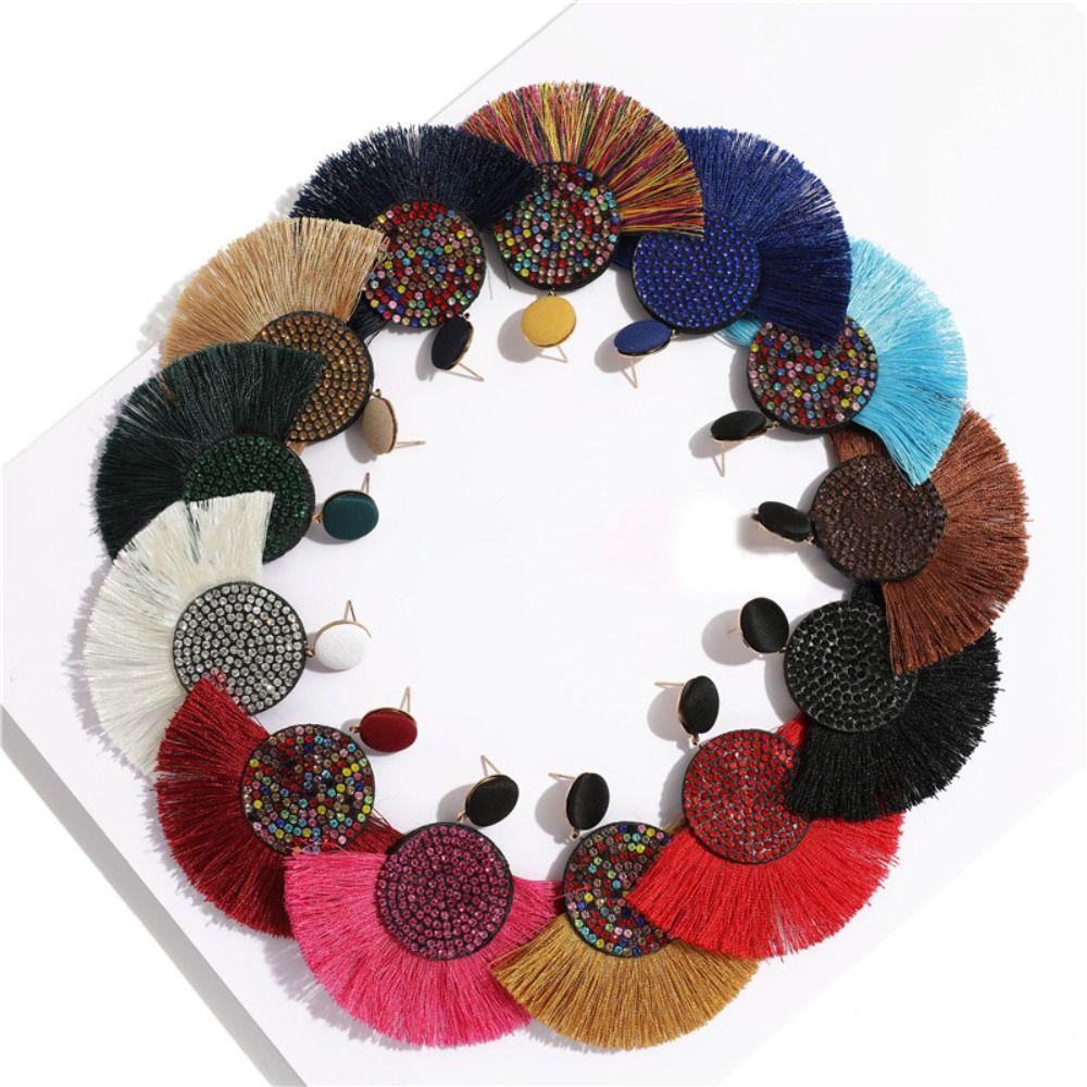Circular Tassel Earrings Charm Geometric Fringe Earrings Fashion Big Earrings  Valentine's Day