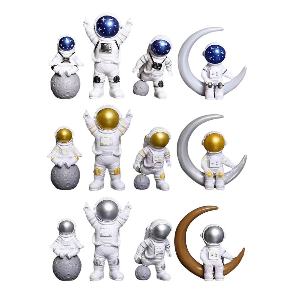 4Pcs Astronaut Statue Fireplace Model Resin Spaceman Figurine Home Decor