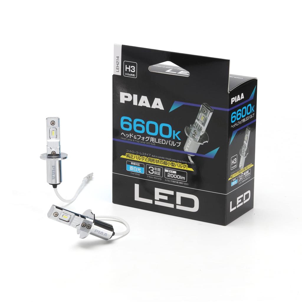 PIAA LED for Lamps 6600K Type Standard 12V 10W 2000lm 3 Year Warranty Vehicle Inspection Compliant Noise Compliant 2 Pieces LEH214 Headlights/Fog