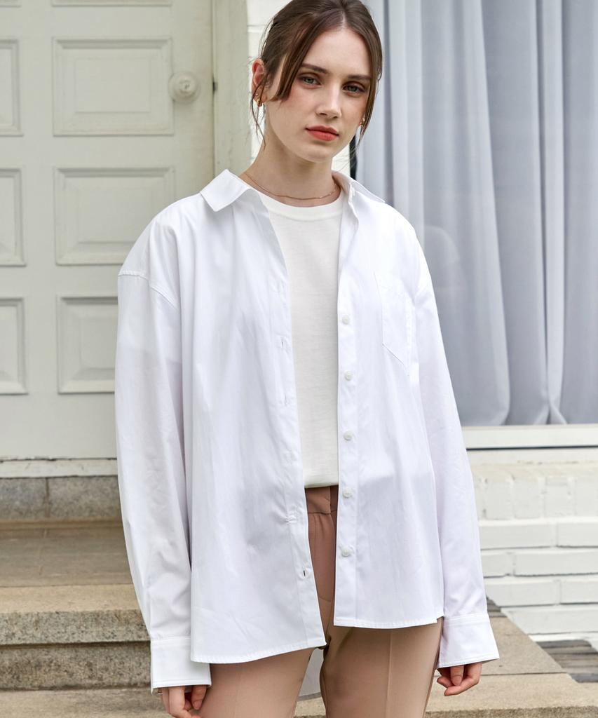 LAMARO Elle Oversized Classic Shirt (White)