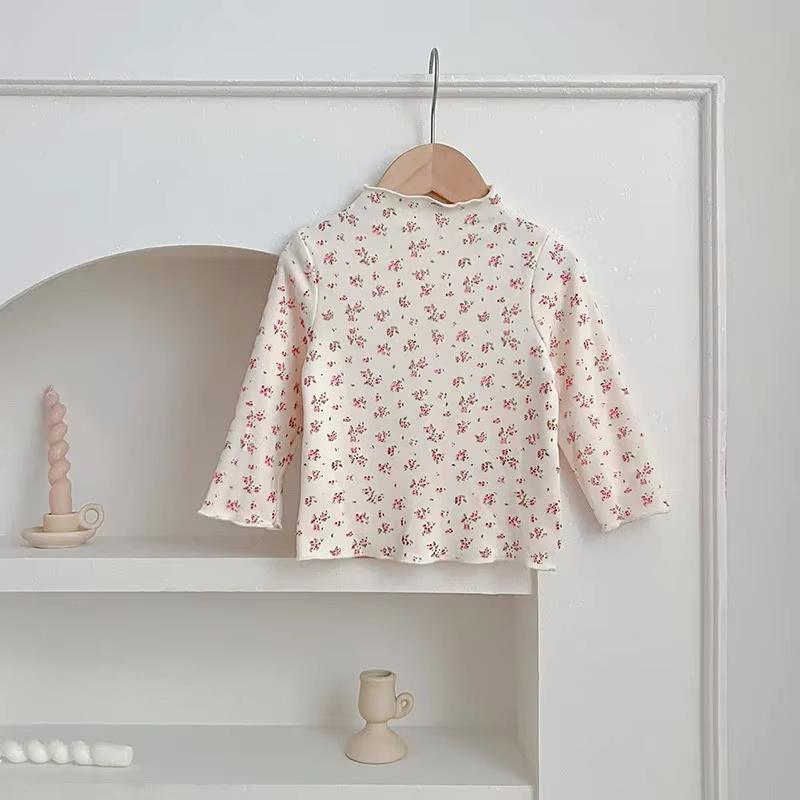 Осенне-зимняя детская футболка с длинными рукавами Wood Ear Edge для девочек, хлопковый лыжный костюм для девочек, универсальный топ, детская одежда