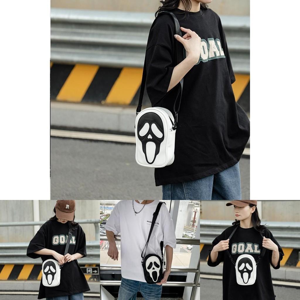 Quirky Ghost Skull Crossbody Bag Hip Korean Style Small Shoulder Bag With Pu Material