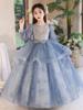 Синее тюлевое платье принцессы для девочек - Платье на день рождения, для девочки-цветочницы и для выступления на фортепиано
