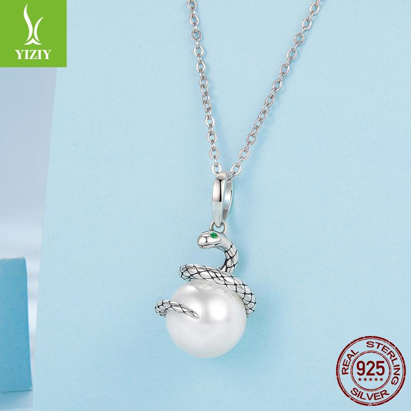 S925 Silver Snake To Run Pendant Accessories, Personalized Retro Spirit Snake Beads Diy Charm Beads