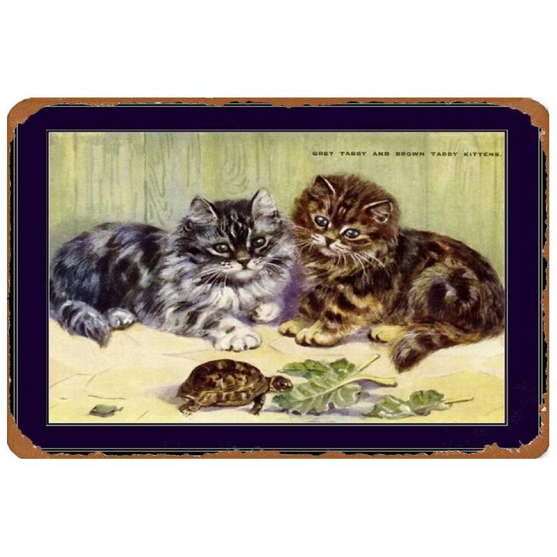 Vintage Funny Cat Coffee Themed Metal Tin Sign Retro Cute Kitten Wall Art Decor for Home Kitchen Cafe Bar Rustic Iron Painting P