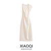 Fashion Style 2024 Autumn New Women's Clothing Elegant Knot Trim Linen Blend Mid Length Long Length Dress 8723418