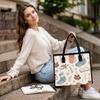 Winter Cozy Pattern Tote Bag Fashionable Casual Daily Carryall Lightweight Portable All-match Outdoor Handbag