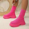 Hot Chunky Platform Pink Ankle Boots Women 2025 New Breathable Mesh Short Boots Woman Slip On Thick Bottom Sock Booties Mujer