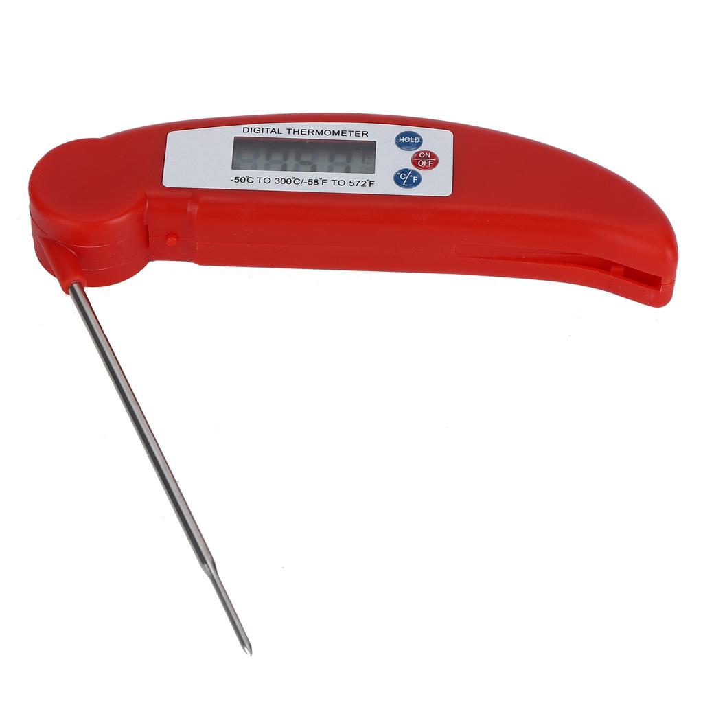 Red Folding Food Thermometer Portable HighAccuracy LCD Digital Cooking Temperature Meter