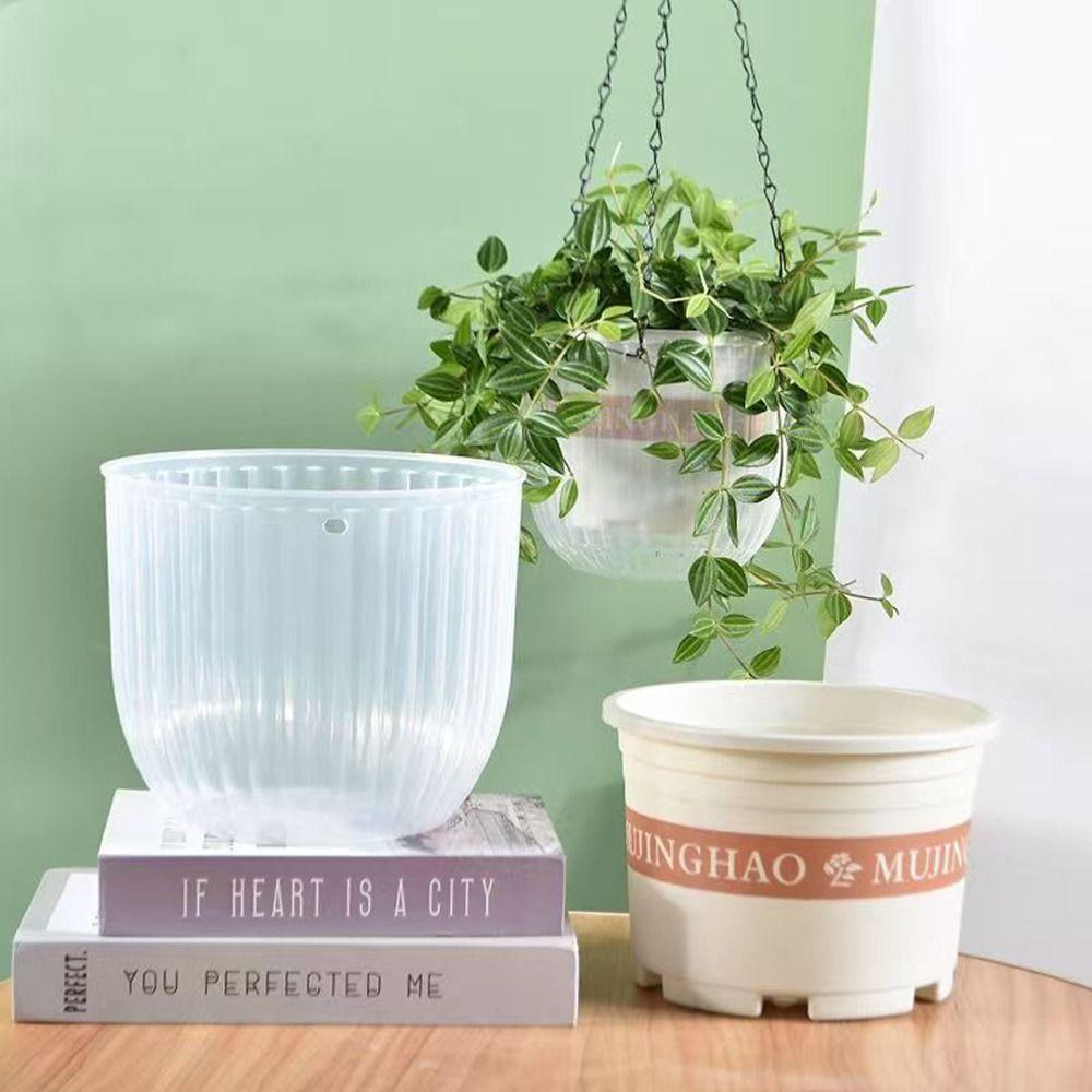 Transparent Hydroponics Plant Hanger Basket with Chain Chains Flowerpot Home Decoration