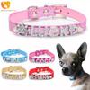 Personalized Dog Cat Collars DIY Name Puppy PU Leather Collars Rhinestone Bling Dog Supplies Pet Collars For Small Meduim Dogs