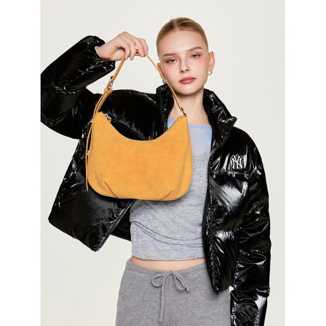 MLB Brand Logo Pu Shoulder Tote Bag Regular Women tote bag Yellow 3ABQSD16N-43YED