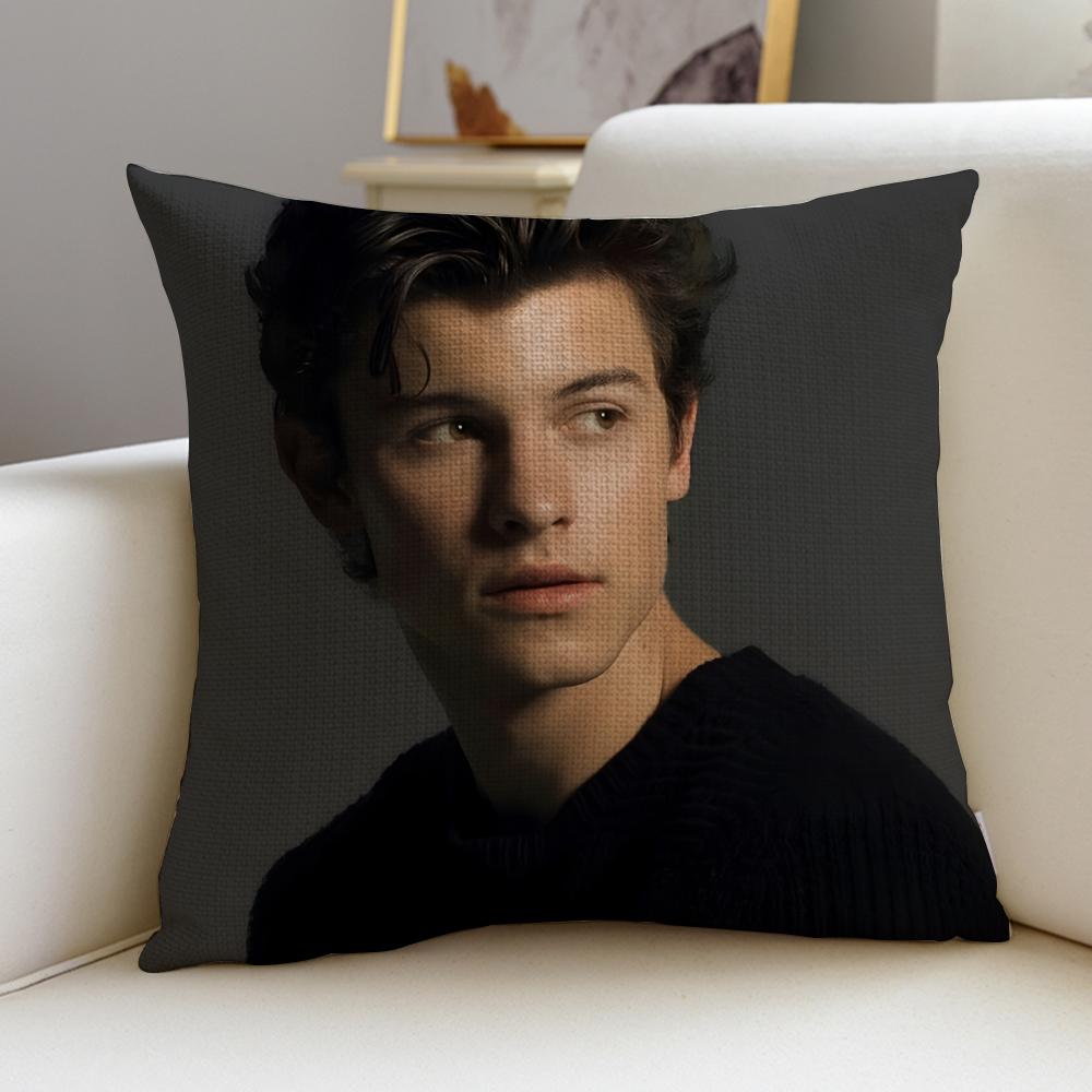 Charming SShawn MendesS Cushion Cover Breathable and skinfriendly linen pillowcase square removable and washable cushion