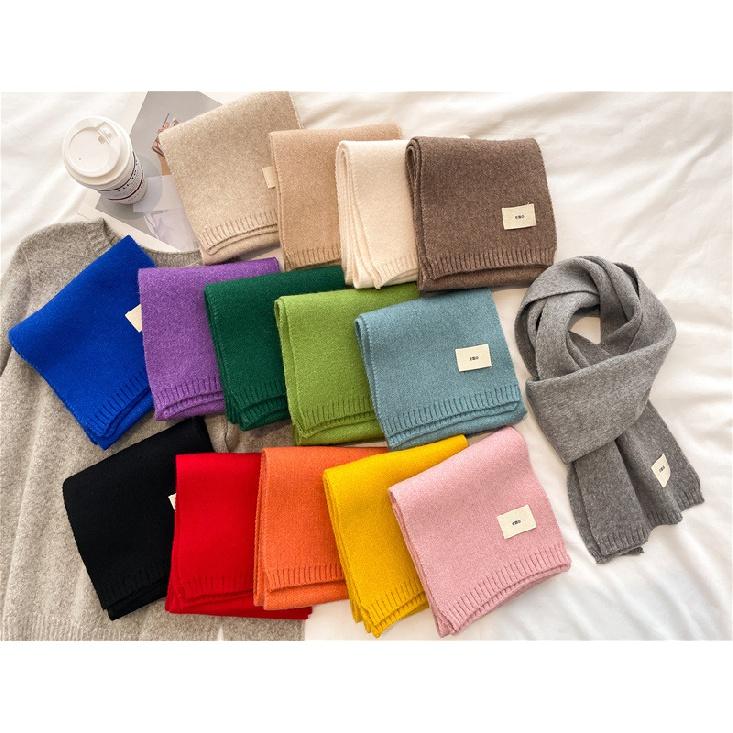 2024 Autumn And Winter New Knitted Scarf Solid Color Versatile Warm Scarf Long Candy Color Bright