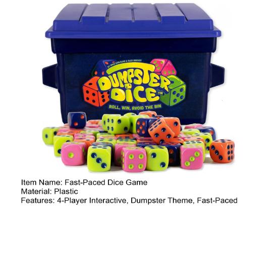 Настольная игра «Кости для мусорного контейнера» Интерактивная динамичная семейная игра в кости для 4 игроков Игра для вечеринок в путешествиях Ночная игра в кости с кубиками для мусорного контейнера 80 Наклейки-граффити