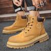 Fashion No/with Fur Genuine Leather Footwear Resistant Motorcycle Boots Soft Bottom Work Boot Anti-slip Yellow Boots for Men Women Boots