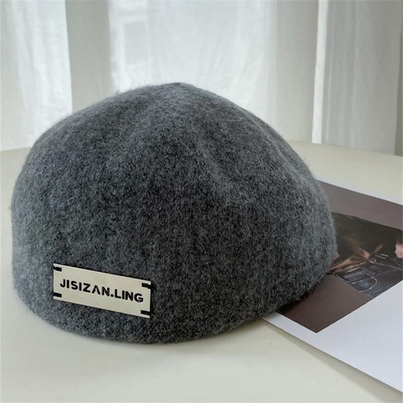Металлический берет женский сезонный дышащий и маленький лик, ношение передней шляпы японский большой окружности головы черная шляпа прилив