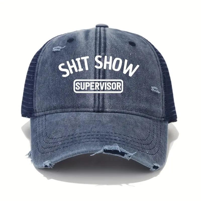 Letter Washed Ripped Baseball Cap Breathable Mesh Cap Women'S Four Seasons Shade Outdoor Versatile Cap Men'S