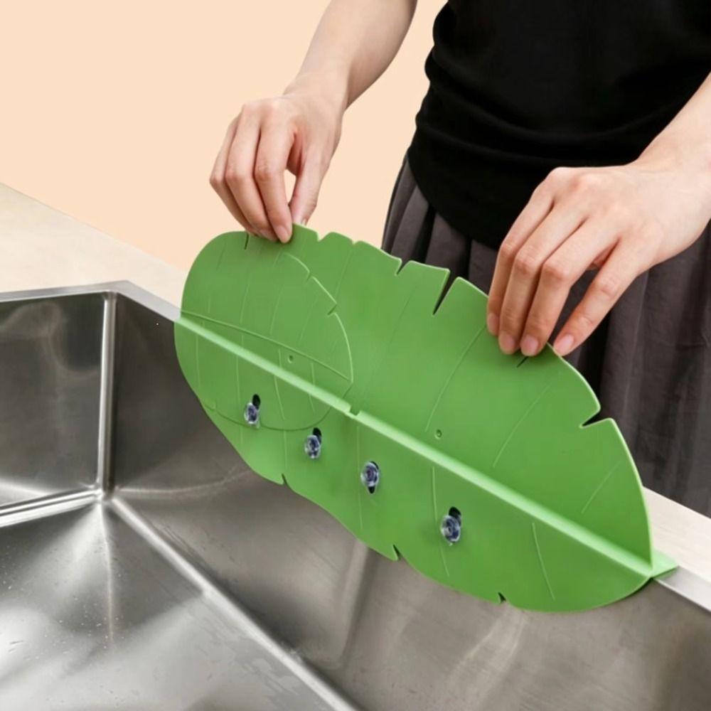 Foldable Sink Splash Guard Leaf Shape Splashboard Protector Sink Water Baffle Bathroom Vanity