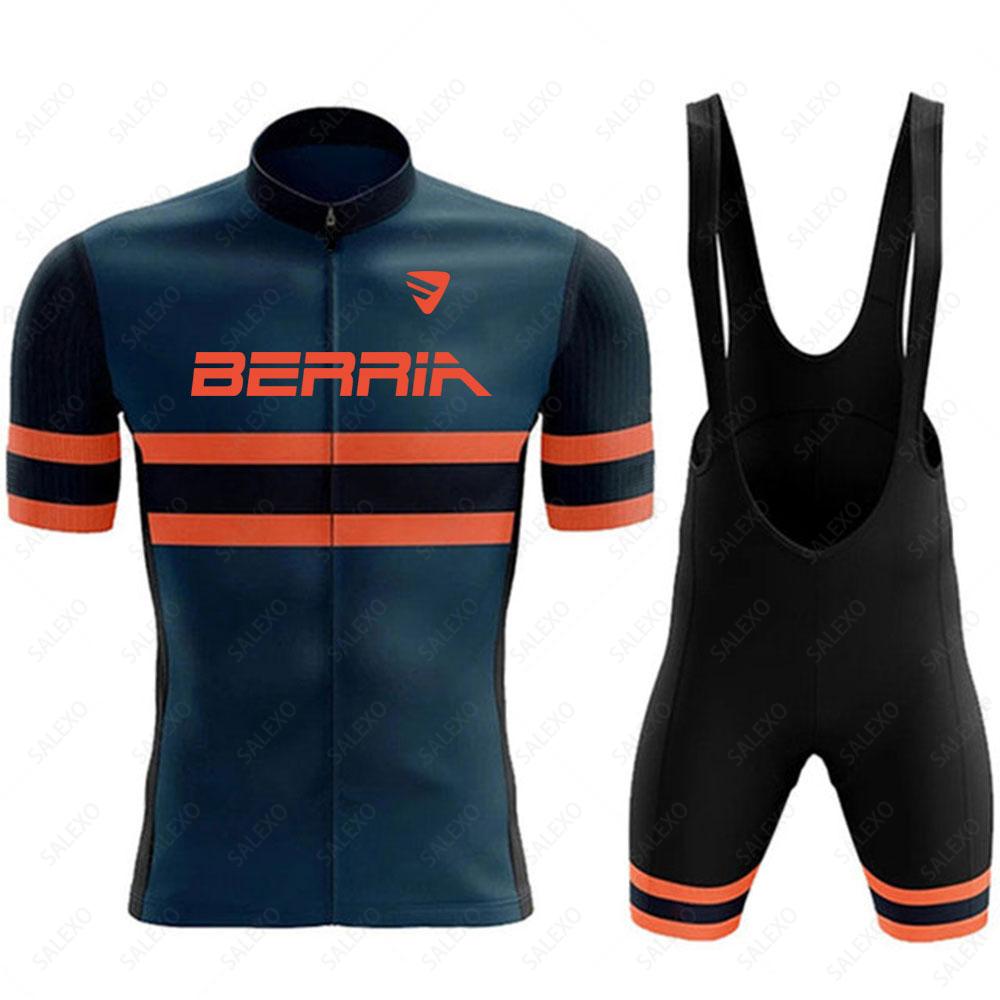BERRIA Team Cycling Jersey Sets Summer Short Sleeve Mens Road Racing Bike Clothing Airproof MTB Bib Suit Ropa Ciclismo