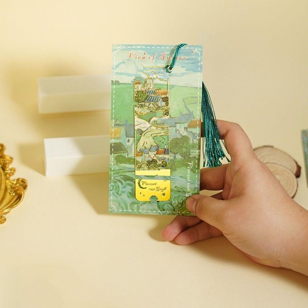 Landscape Flower Hollow Bookmark Exquisite Rectangular Flower Bookmarks Student Reading Stationery