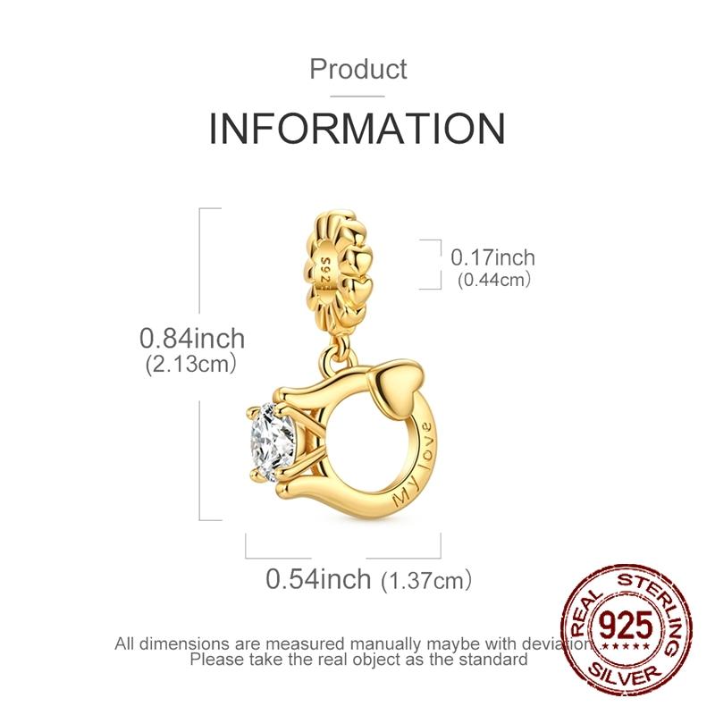 Golden Ring Charms Copper Dangle Pendant Fit Bangle Bracelet Necklace Diy Jewelry