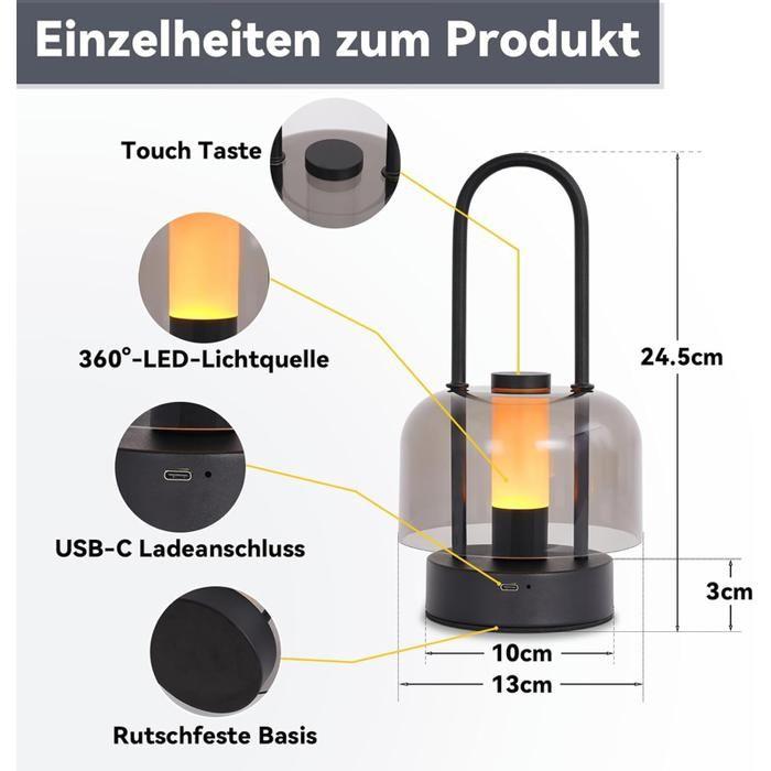 Lampe de table - NETTLIFE - LED portable rechargeable - Sans fil - Intensité 1800K-6500K - Noir