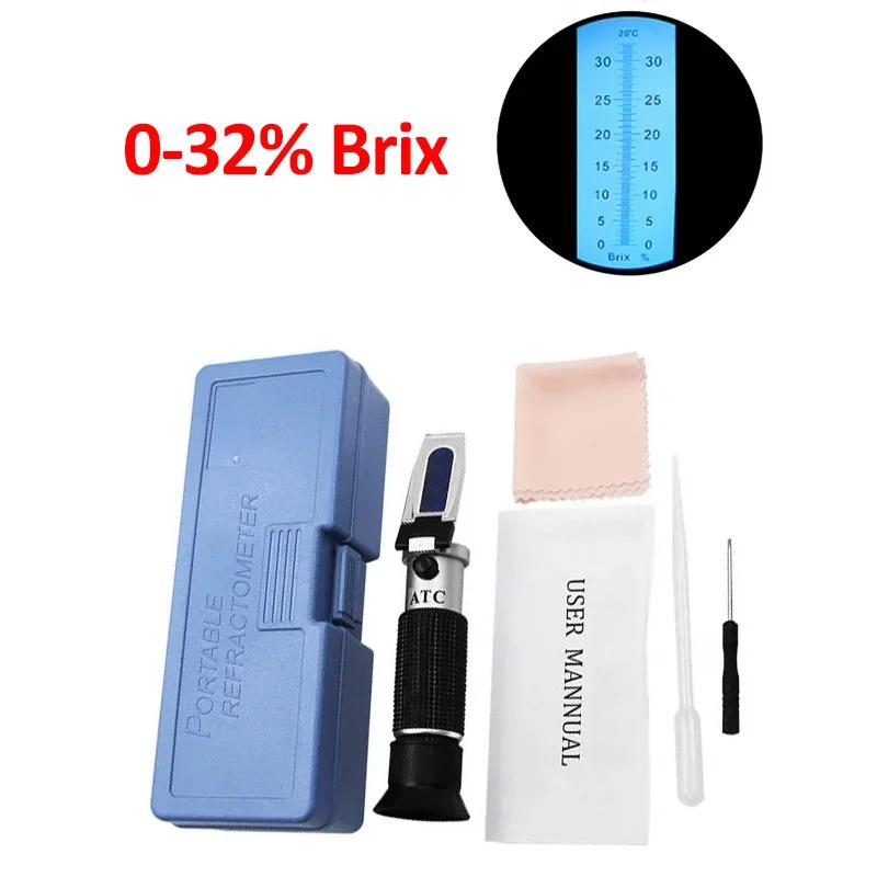 Измеритель Брикса 0-32% 58-90% 0-80% Рефрактометр Брикса Измеритель сахара и алкоголя Измерительный инструмент Фрукты Вино Мед Сахарные пчелы Тест на воду