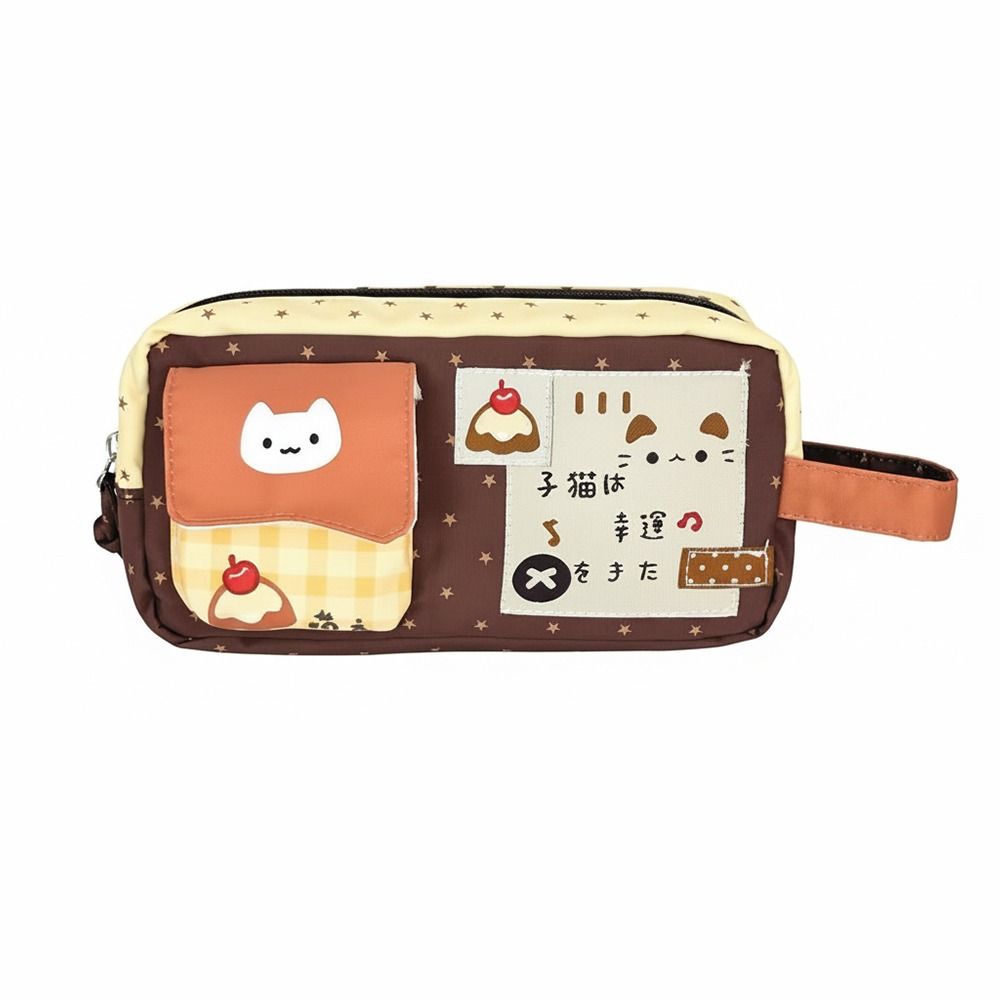 Large Capacity Pencil Case Pudding Kitten Stationery Bag Cute Pencil Pouch Students
