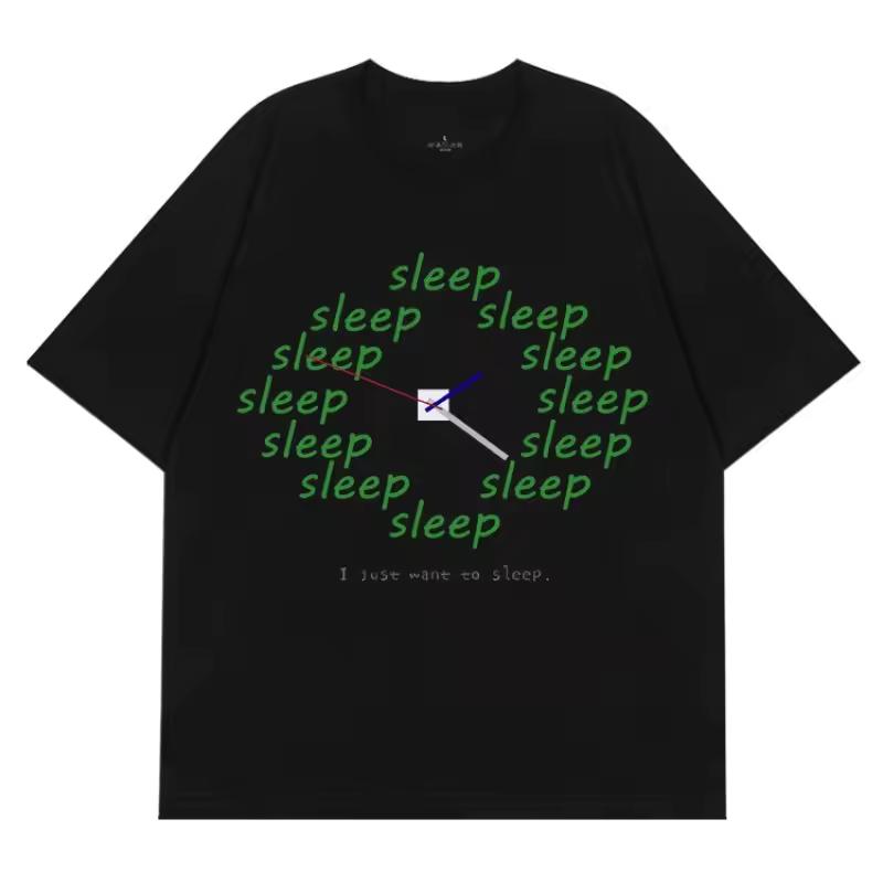 2026 I Just Want To Sleep Fun Time Print Uncommon High-quality Men's and Women's Style Summer Short-sleeved T-shirt
