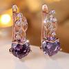 Gorgeous Purple Zircon Drop Earrings for Women Rose Gold Color Fashion Jewelry Wedding Accessories