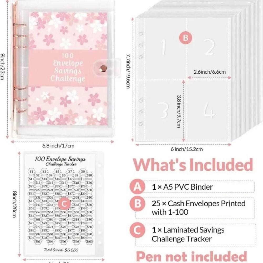 100 Envelope 100 Envelope Savings Challenge A5 Budget Binders Set Couple Money Savings