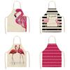 Stain and Oil Proof Kitchen Apron Flamingo Leaf Pattern Linen Apron Home Cooking Baking Coffee Shop Cleaning Apron