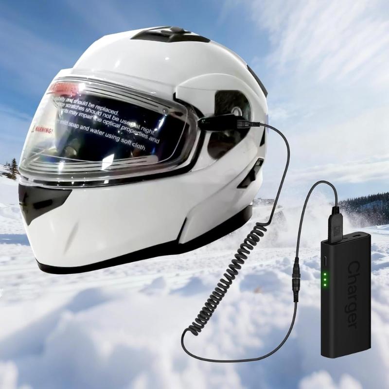 Адаптер для подогреваемых шлемов с питанием от USB и 12-вольтовой вилкой, быстро нагревающий шлемы, простой в использовании для зимней мотоциклетной экипировки