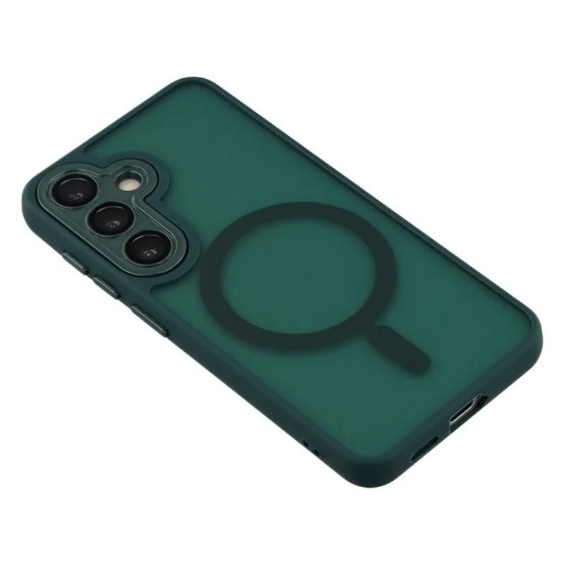 Для Samsung Galaxy S24+ Магнитный чехол WANLONFENG Серия QB PC TPU Чехол для телефона с защитной пленкой для экрана