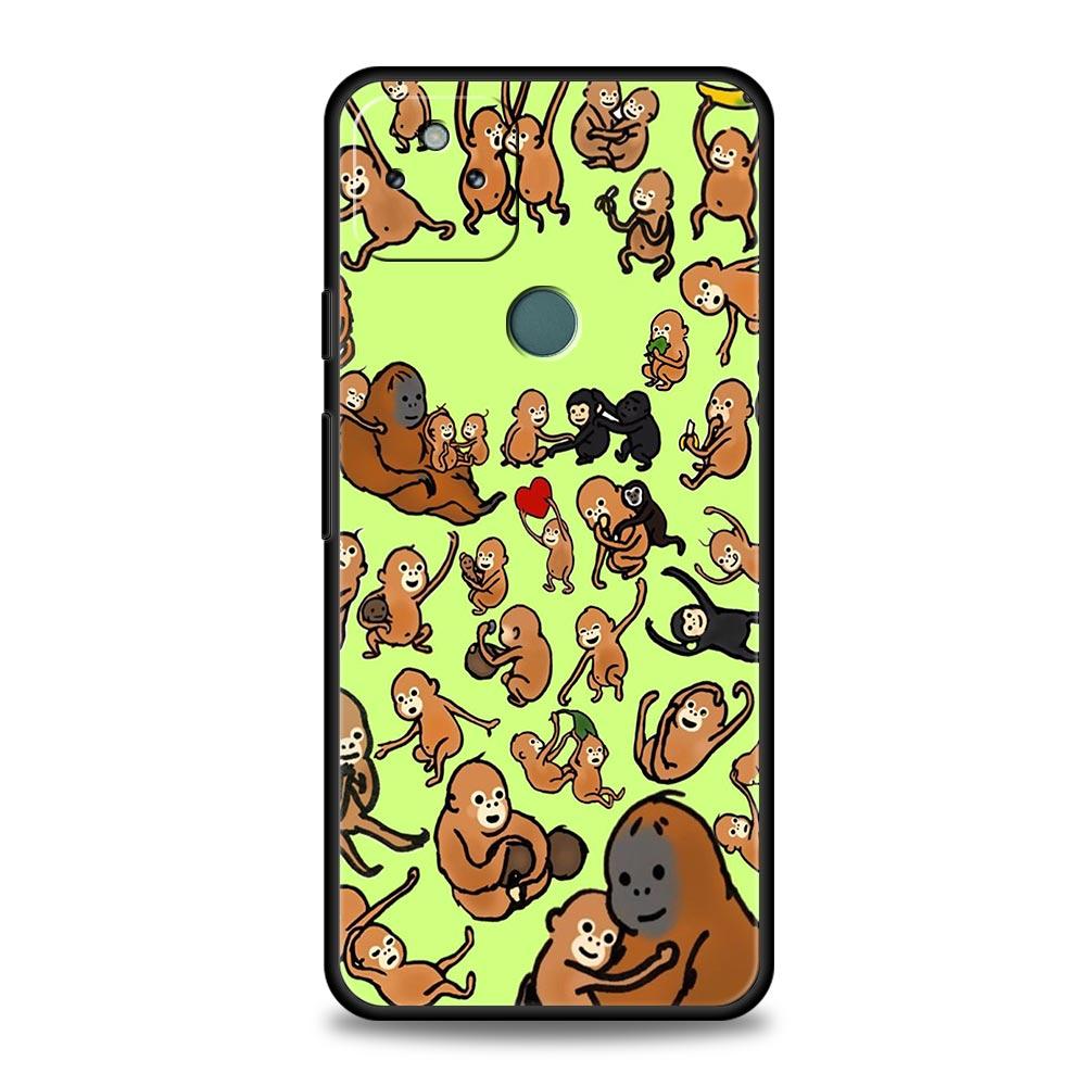 Monkey And Banana Phone Case Cover for Google Pixel 10 9 8 7 6 9A 8A 7A 6A Pro Shockproof Soft TPU 10 Pro XL Shell Fundas Capas