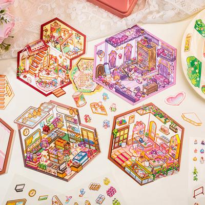 4 шт DIY 3D наклейки для дома бумажные миниатюрные наклейки для сцен мультфильм мини