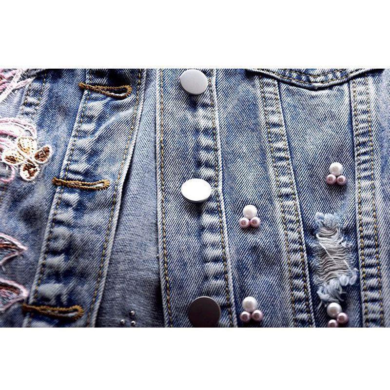 Джинсовый жилет, женские короткие осенние студенческие топы без рукавов с нашивкой из бисера