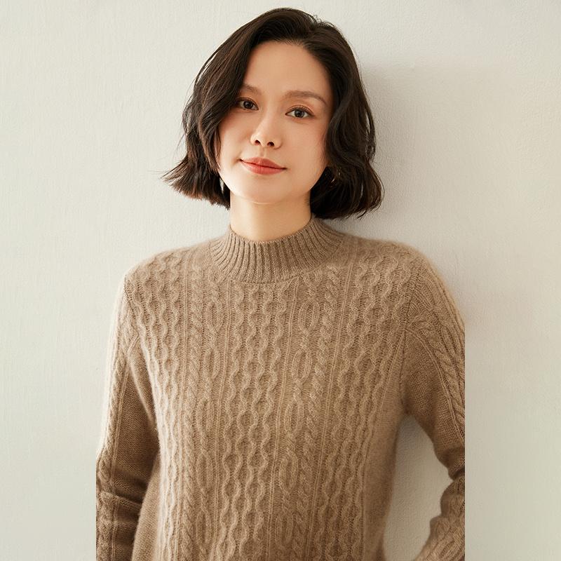 Women's Cashmere Sweater Qinghe Cashmere 100% Cashmere Autumn and Winter Cashmere Thickened Pullover Soft and Warm