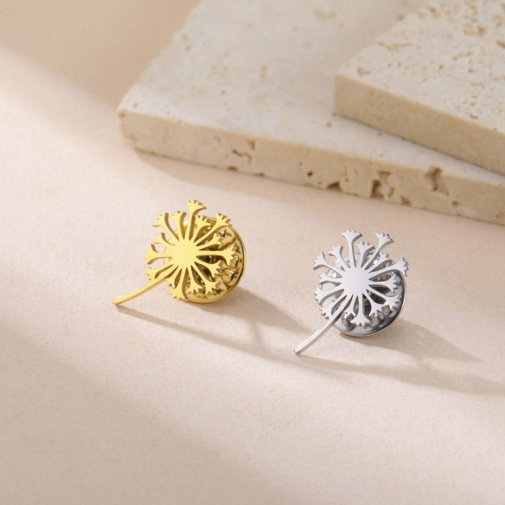Stainless Steel Blowball Brooch Luxury Suit Badge Pin Trendy Women Brooch  Suit Collar