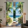 2 шт. Шторы Океан Пальма Пляж Тропический Гавайи Прибрежный Летний Песчаный Морской Экзотический Морской пейзаж Зеленый Синий Природа Пейзаж