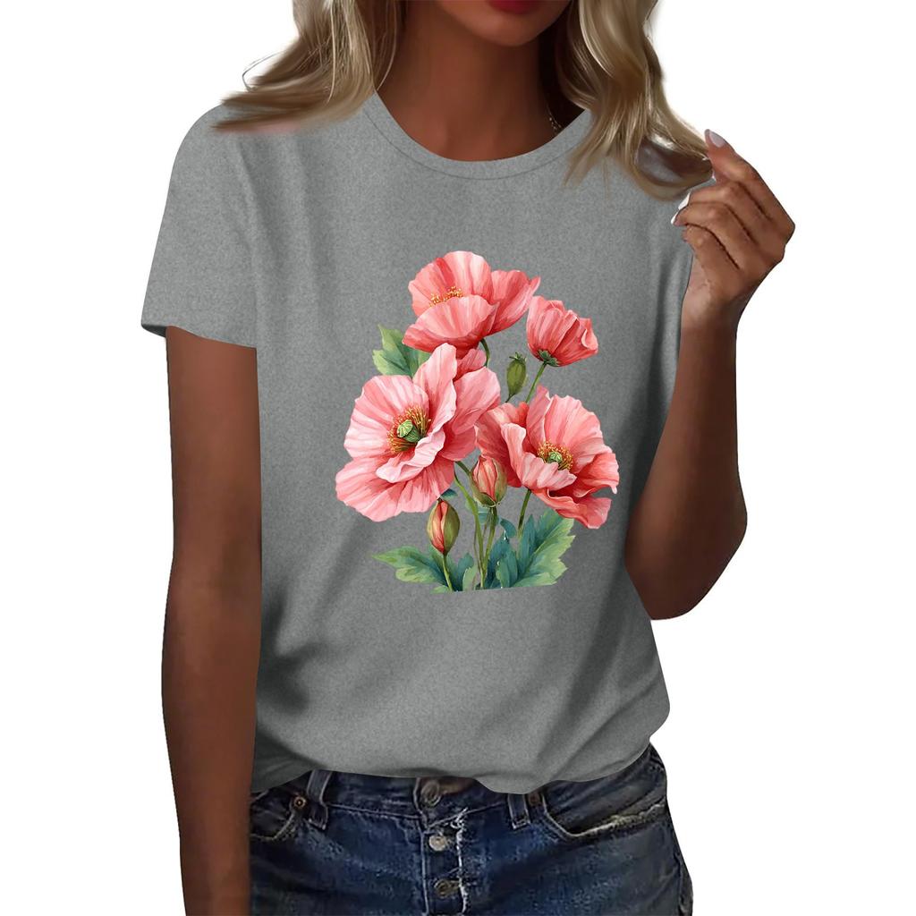 Женская мода повседневная футболка с круглым вырезом и короткими рукавами, топ, футболка, топ