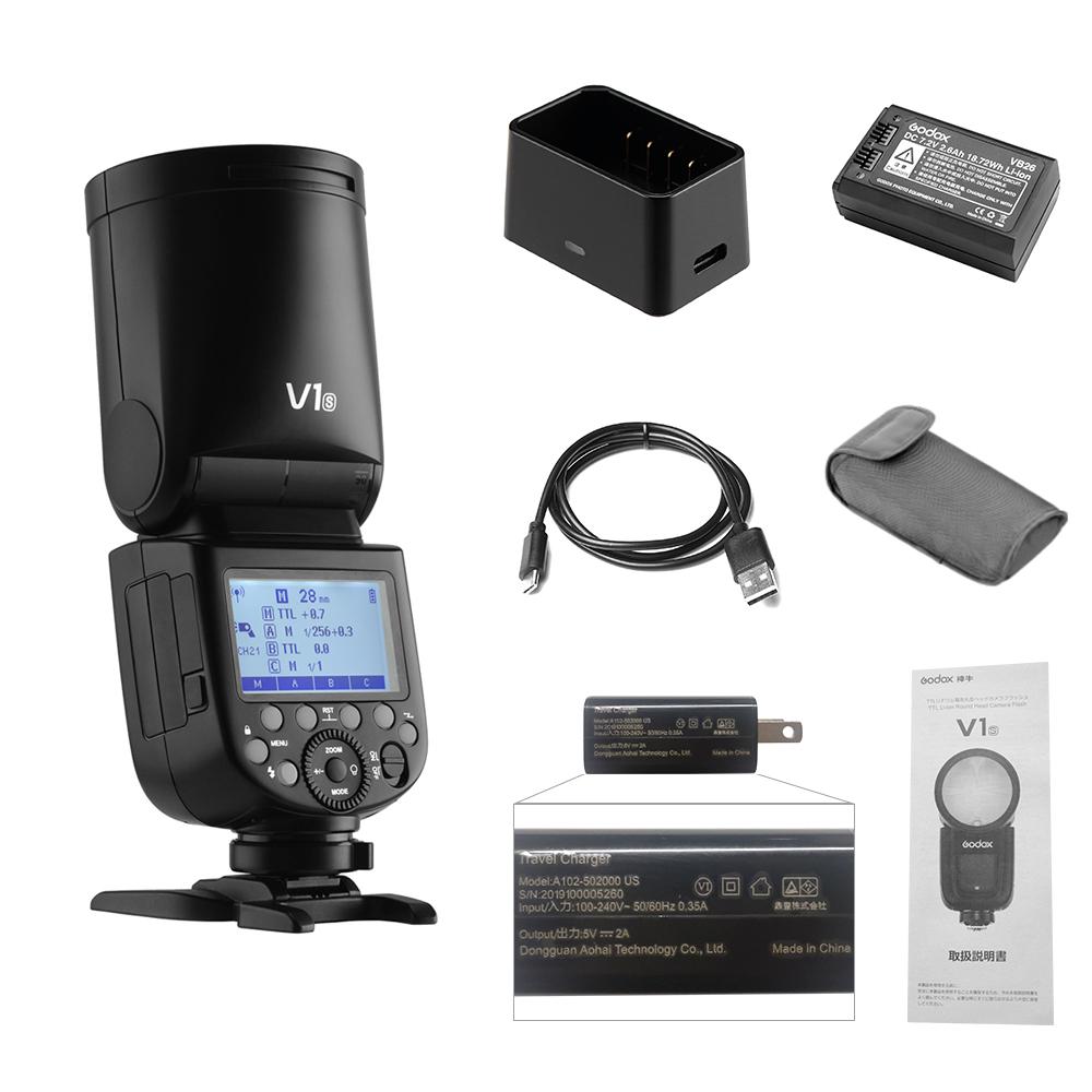 Godox V1S Professional Camera Flash Speedlite Speedlight Round Head Wireless 2.4G Fresnel Zoom